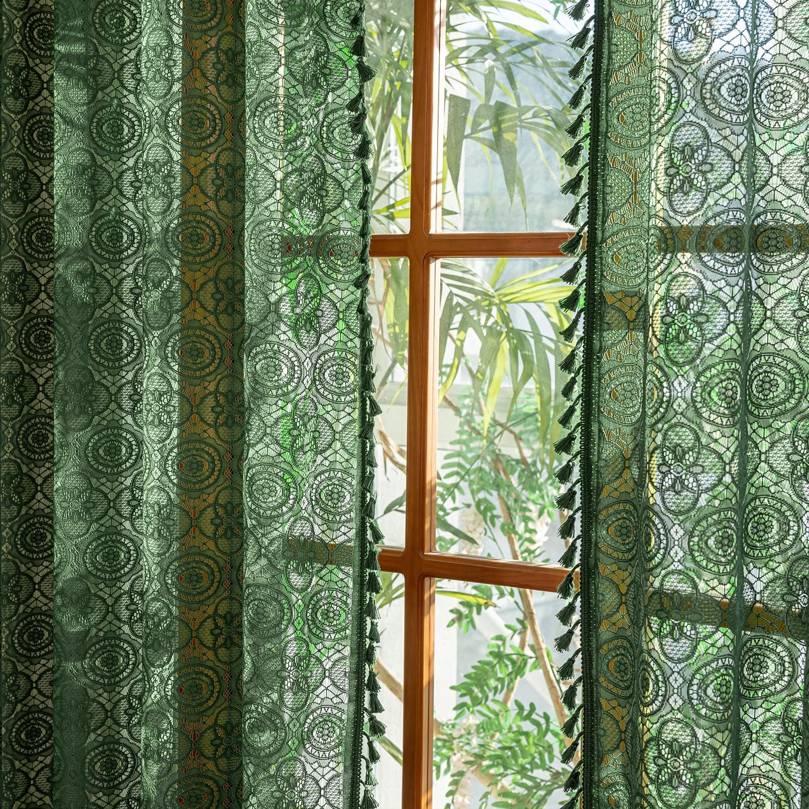 Amazon.com: Kotile Emerald Green Lace Curtain 63 Inch Length 1